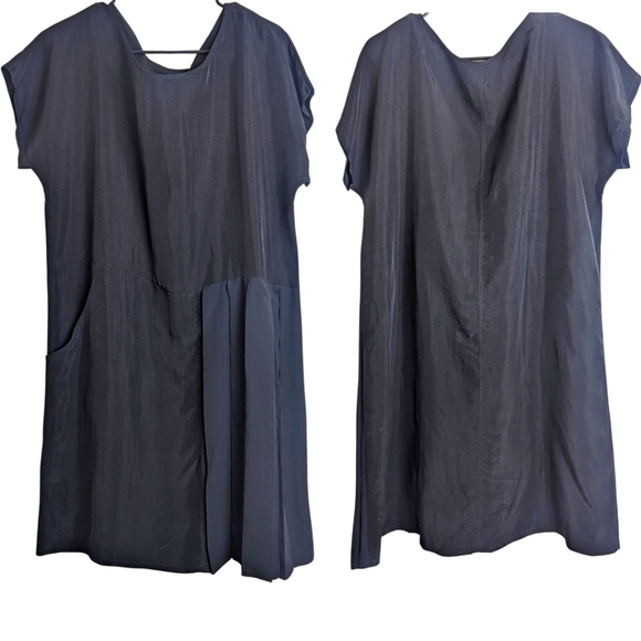Babette Oversized Small Cupro Midi Black/Grey Mixed Media Dress #0329 - Picture 1 of 7